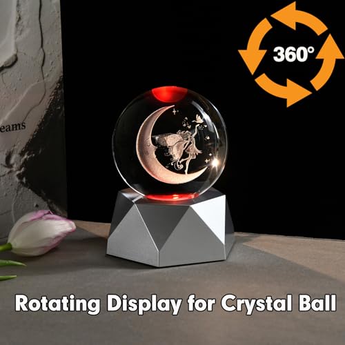 Soporte giratorio para bola de cristal con base de luz LED multicolor para globo de nieve 6