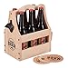Relaxdays Bierträger aus Holz, mit Flaschenöffner & Bierdeckel, Flaschenträger 6 Flaschen, Männerhandtasche Bier, Natur