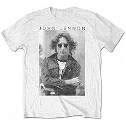 SHANHUA John Lennon Windswept Licensed T-Shirt Mens Grey - Les Beatles, Paul McCartney, John Lennon, RIngo Starr, George Harrison