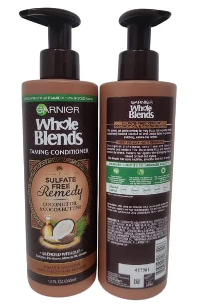 Miniatura 2 de Garnier Whole Blends - Acondicionador de aceite de coco sin sulfato para cabello encrespado, 12 onzas líquidas (paquete de 2)