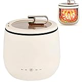2024 Multifunctional Electric Mini Cooker, 6 in 1 Non-Stick Clay Wok With Lid Mini Hot Pot Electric Mini Rice Cooker All-in-One Home Cooking Solution for Pasta Dumplings Eggs Soup Porridge (White)