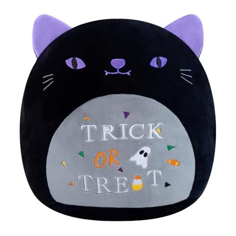 Finebee Halloween Cat Stuffed Animal Toy Trick Or Treat Stuffed Cat Plush Home Decor Halloween Patry Gift for Kids Girls and Boys（Trick Or Treat Cat, 10 Inch） Cover