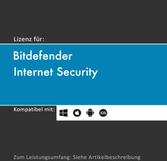 Lizenz für Bitdefender Internet Security inkl. VPN | 2026 | 1-10 Gerät(e) | 1-3 Jahr(e) | originale Vollversion | Windows | Lizenzcode per E-Mail (i. d. R. in 24 Std.) von softwareGO