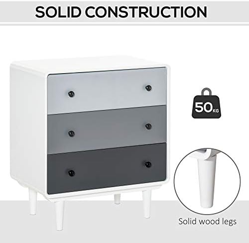 HOMCOM Chest of Drawers, 3 Drawers Storage Cabinet Clothes Closet Bedroom Living Room Organizer