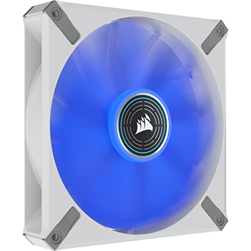 Image of CORSAIR ML140 LED Elite, 140mm Magnetic Levitation Blue LED Fan with AirGuide, Single Pack - White Frame