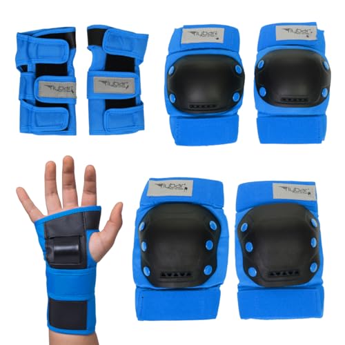 Flybar Kids Knee Pads and Elbow Pads Set, Wrist Guard for Roller Skating, Skateboard Pads, Multi Sports Protective Gear, Adjustable Velcro Straps, Impact Resistant, Heavy Duty Breathable Material