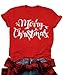 E-red Women's Merry Christmas T-Shirts: Family Xmas Gifts - Holiday Tops with Christmas Tree Design