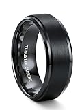 Tungary 8mm Wedding Rings for Men Brushed Matte Tungsten Carbide Wedding Bands Black Engagement Promise Men Ring Size 11