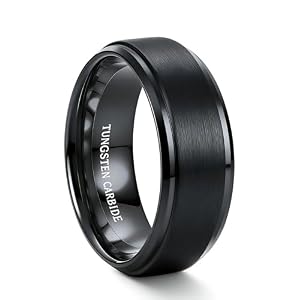Tungary 8mm Wedding Rings for Men Brushed Matte Tungsten Carbide Wedding Bands Black Silver 18K Gold Plated Engagement Promise Men Ring Size 6-14