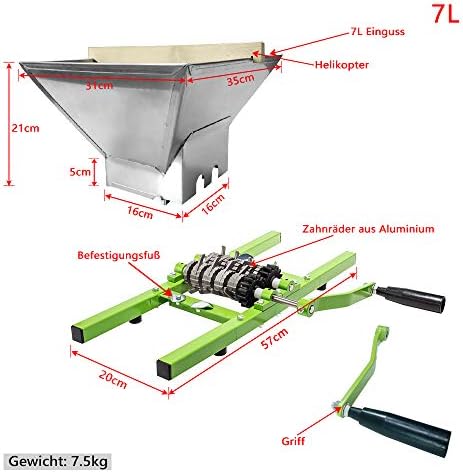 XINZI Fruitpers, sappers, handmatige roestvrijstalen fruitpers, mobiele appelpers, wijnpers, bessenpers, handmatig persen voor zelfgemaakt, natuurlijk sap, druif, bessen, appel