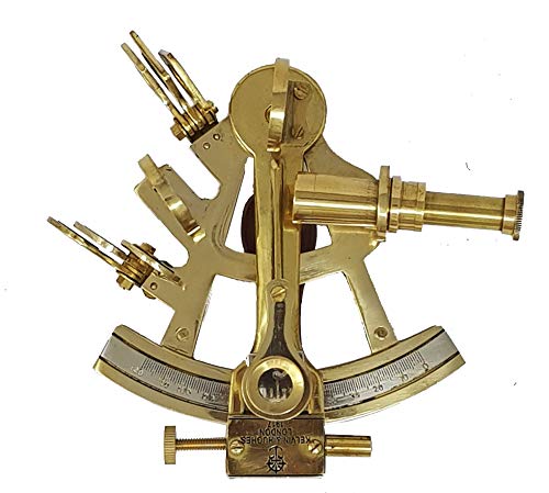Brass Nautical - Sextant Brass Navigation Instrument Sextante Navegacion Marine Sextant in Hardwood Gift Box (4 inches, Shiny Brass)