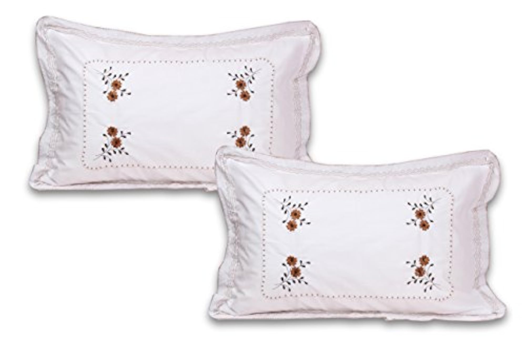 Cotton Embroidered White Luxury Pillow Covers Set of 6