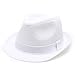 MIRMARU Classic Trilby Short Brim 100% Cotton Twill Fedora Hat with Band(White,LXL)