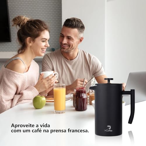 Cafeteira Prensa Francesa De Aço Inoxidável Isolamento Duplo 700ml