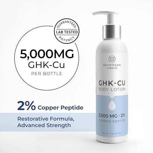 Neurogan GHK-Cu Peptide Firming Body Lotion 5000 mg - Copper Peptides Skincare, Full-Body Hydration for Women & Men - GHK Cu Skin Topicals, 8oz, Cosmetic Product