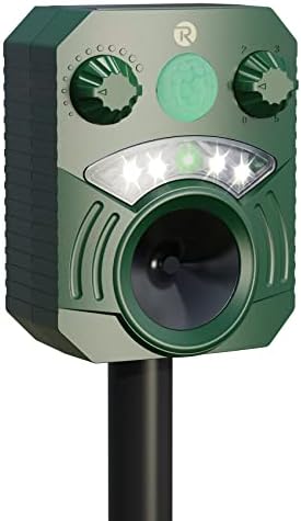 Careland Solar Animal Repeller Ultrasonic Dog Repellent Motion Detector Stray Dogs Fox Raccoon Skunk Rabbit Deer Deterrent with Strong Flashing LED Light