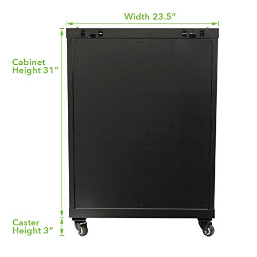 Navepoint 15U Wall Mount Network Server Cabinet For 19” It, A/V Equipment, Lockable Glass Door & Removable Side Panels, 2 Fans, Casters, 600Mm Depth #TOP2
