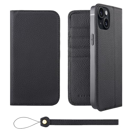 HANATORA for iPhone 15Plus �P�[�X �蒠�^ �{�v �X�}�z�P�[�X �X�}�z �X�^���h �X�g���b�v �t�� �V�������N�J�[�t���U�[ �x���g�Ȃ� �}�O�l�b�g�Ȃ� �u���b�N H0XA-15Plus-Black �M�t�g �a���� ���� �j�� �ޏ�