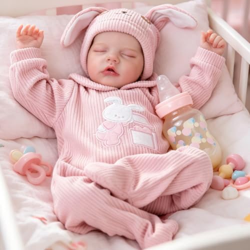 Milidool Lifelike Reborn Baby Dolls- 18-Inch Realistic Poseable Newborn Baby Girl Dolls,Soft Cloth Body Real Life Baby Doll with Gift Box for Kids Age 3 +