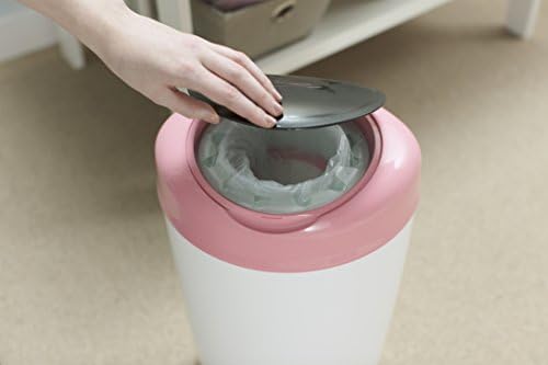 Tommee Tippee Simplee Sangenic Nappy Bin, Includes 1x Refill Cassette, Pink and White