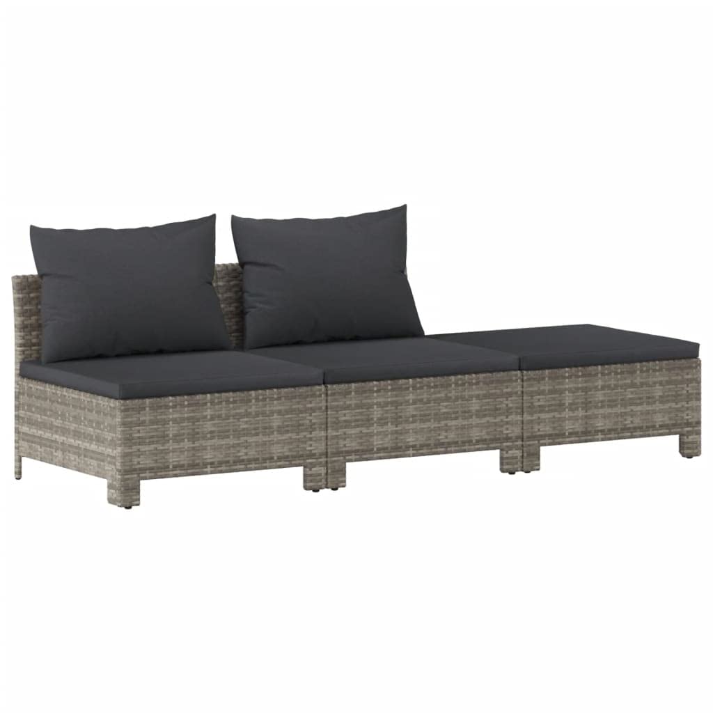 Set Divani da Giardino 6 pz con Cuscini in Polyrattan Grigio per Esterni Lounge Tavolo Sedia Relax Modulare Resistente per Terrazza Balcone Patio Veranda Arredo Outdoor