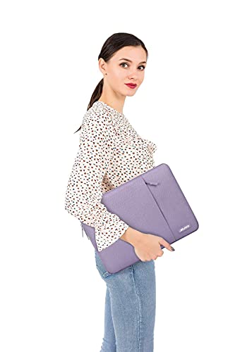 Mosiso Laptop Sleeve Bag Compatible With Macbook Air 13 Inch M2 A2681 M1 A2337 A2179 A1932/Pro 13 M2 M1 A2338 A2251 A2289 A2159 A1989 A1706 A1708, Polyester Vertical Case With Pocket, Light Purple #TOP4