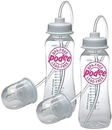 Podee Hands Free Baby Bottle - Anti-Colic Self Feeding Baby Bottle System 9 oz (2 Pack - Pink)