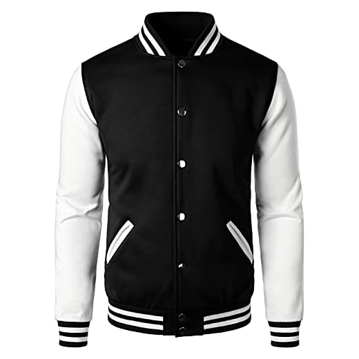 HOOD CREW Man’s Varsity Baseball Jacket Cotton Blend Letterman Jackets Black M
