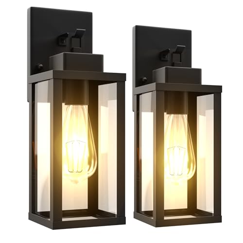 Kainozoic Outdoor Wall Light Fixtures Anti-Rust Porch Lights Outdoor Waterproof Exterior Lighting Fixtures Wall Lantern for Patio Front Door Garage - 2 Pack