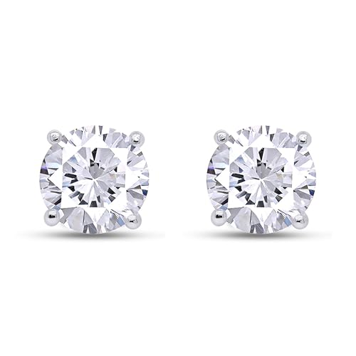 CERTIFIED 10.00 Carat LAB GROWN Solitaire Diamond Stud Earrings Round Cut 4 Prong Screw Back in 14K Solid White Gold (F-G Color, VS1-VS2 Eye Clean Clarity)