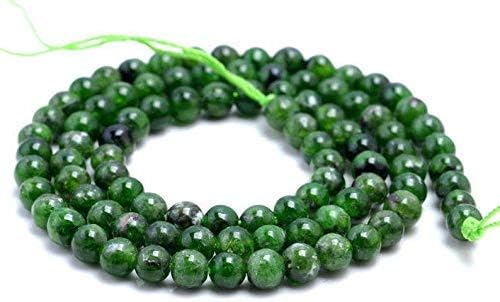 Miniatura 5 de Cuentas de piedras preciosas de diópsido cromadas naturales AAA de 1 hebra para fabricación de joyas, cuentas redondas de diópsido cromado de 0.31