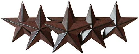 CVHOMEDECO. Country Rustic Antique Vintage Gifts Metal Barn Star Wall/Door Decor, 4 Inch, Set of 6. (Whitewash)