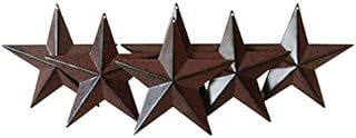 CVHOMEDECO. Country Rustic Antique Vintage Gifts Metal Barn Star Wall/Door Decor, 4 Inch, Set of 6. (Whitewash)
