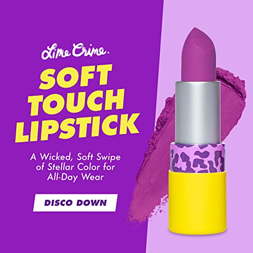 Lime Crime Soft Touch Comfort Matte Lipstick, Disco Down (Bright Magenta) - Flirty Retro Shades - Full-Coverage Long Lasting, Lip Lining & Soft Formula For All-Day Wear - Talc-Free & Paraben-Free #TOP1