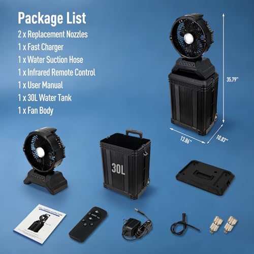 ZMLBTF Portable Misting Fan, 30L Water Tank Rolling Outside Mist Fan, Black by ZMLBTF - Used condition - Image 8