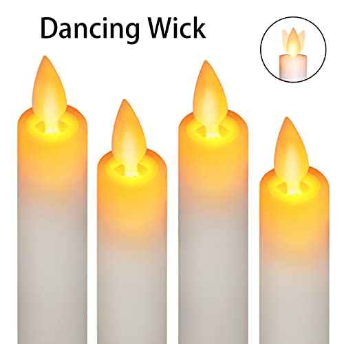 Homemory White Flameless Taper Candles With Remote Timer, 9.5 Inches Real Wax Moving Wicks Led Candlesticks Battery Operated, 4 Pcs Flickering Window Candles With Dancing Flame For Wedding Fireplace #TOP6