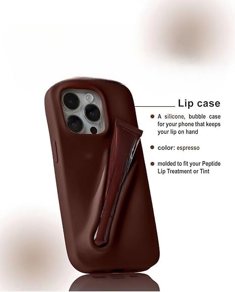 Image of Case Compatible with iPhone 16 Series with Lip Gloss Holder, Includes 1 Liptint, Silicone Trendy Aesthetic Phone Cover for Girls and Women (Espresso, 16)