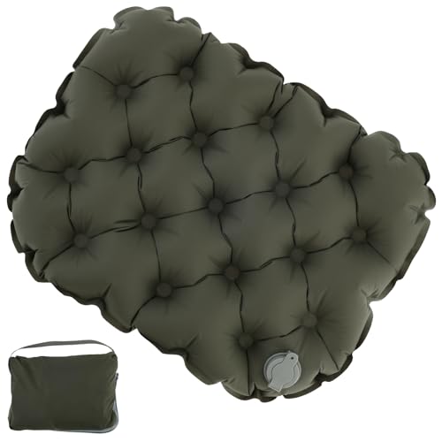 HJJWNDDNG Inflatable Seat Cushion Lightweight Stadium Seat Pad Travel Air Seat Cushion Portable Travels Cushions for Climbing Hiking Office Airplane Car Stadium (Olive Green)