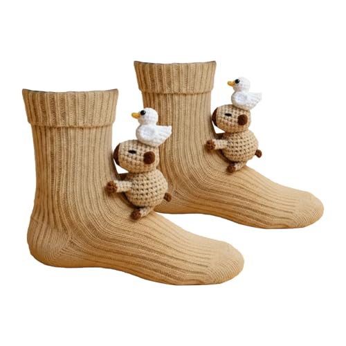 Genérico Calcetines 3D Para Mujer Animales Simulación Ganchillo A Mano Algodón De Doble Capa Para Invierno Cálido Navidad Unisex Para Adultos Niños Acogedores