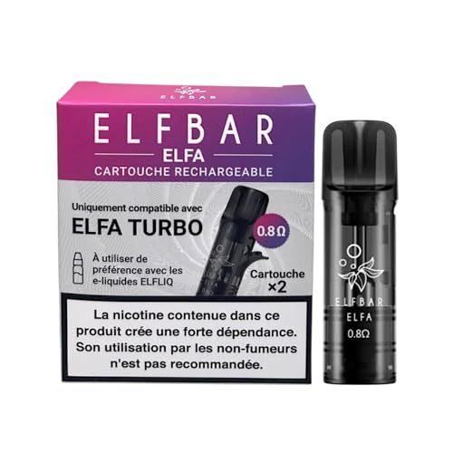 ELFBAR- Pack de 2 capsules vides rechargeables (sans e-liquide, sans nicotine ni tabac) (0.8ohm)