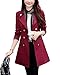 Produktbild Revers Windjacke Mit Knöpfen Outwear Slim Fit Zweireiher Trenchcoat Für Damen Burgunderrot L
