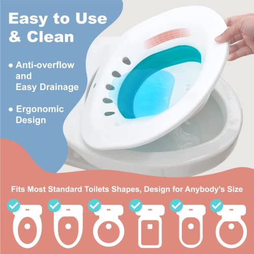 Sitz Bath For Hemorrhoids, Sitz Bath For Toilet Seat, Postpartum Care, Perineum Relief, Yoni Steam Seat For Women - Collapsible, Wide Seat, Deeper Bowl - Use W/Sitz Bath Salt #TOP4