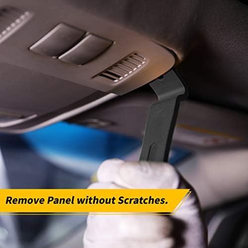 UTOOL Trim Removal Tool Kit, 9pcs Car Panel Remover Tool Set Including Nylon Plastic Trim Tool, Rubber Coated Fasterner Clip Remover, Radio Removal Keys and Drawstring Pouch, Black
