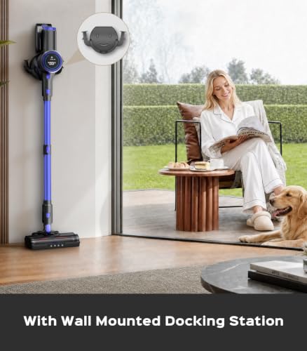 UKDMROX Cordless Vacuum Cleaner, 550W 50KPa 45Mins Vacuum Cleaners for Home, Self-Standing Stick Vacuum with Anti-Tangle Brush & LED Display for Hardwood Floors, Carpet, Pet Hair, Car - Image 9