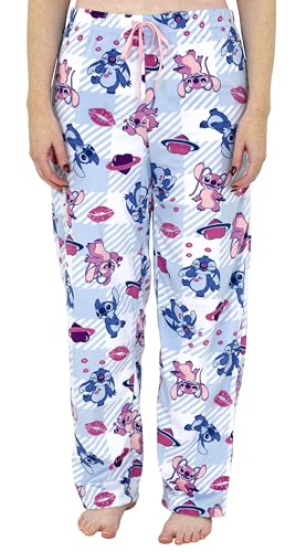 Disney Lilo and Stitch Pj Pants for Women, Fleece Lilo and Stitch Pajamas for Women, Disney Pajamas for Adults, Blue, S