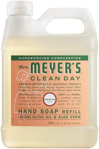 MRS. MEYER'S CLEAN DAY Hand Soap Refill, Geranium Scent, 33 Fl Oz Bottle