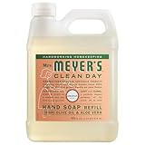 MRS. MEYER'S CLEAN DAY Hand Soap Refill, Made with Essential Oils, Geranium, 33 fl. oz