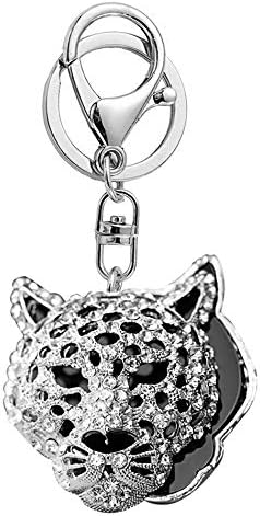 JewelBeauty Fashion Crystal Leopard Jaguar Head Key Ring Purse Bag Keychain Car Bag Pendant Decoration Gift, Silver Jaguar #2, One Size image 4