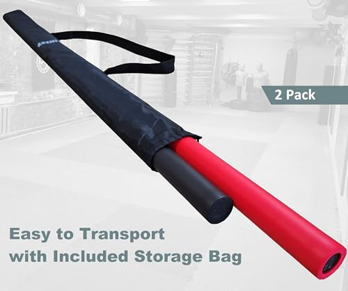 Foam Padded Practice Staff 4 Ft with Carry Bag, Bo Staff, Bo Staff for Martial Arts and Karate (Black & Red, 4ft)