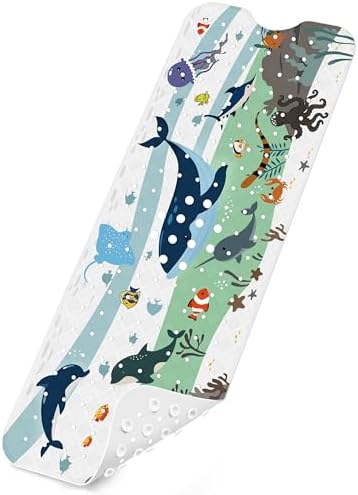 Badewannenmatten rutschfest Kinder,100% BPA frei,100x40cm,Antirutschmatte für Badewanne,Duschmatte,schimmelresistent & maschinenwaschbar,Badematte Kinder Badewanne